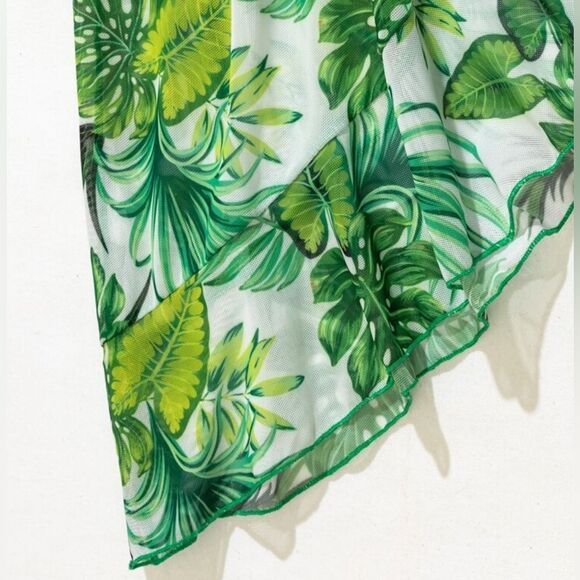 Tropical Ruffle Hem Cover Up, Size Large - Picture 3 of 13